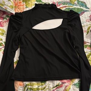 SHEIN Elegant Black Cutout Blouse